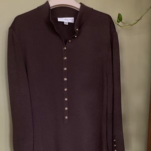 St. John brown dress signature buttons sz 12 USA